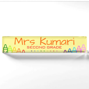 Personalised Teacher Crayon Design Nameplate