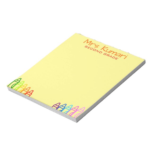 Personalised Teacher Crayon Design Post-It Notes (Rotated)