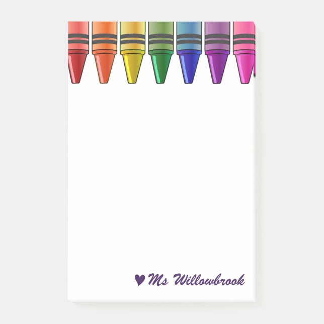 Personalised Teacher Crayon Desk Accessories Post-it Notes (Front)