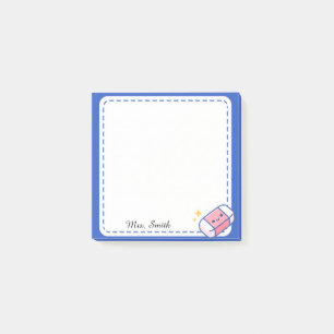 Personalised Teacher Cute Kawaii Eraser Sticky Post-it Notes
