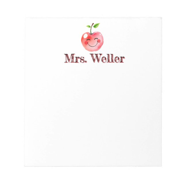 Personalised  Teacher Cute Trendy Smiling Cherry  Notepad (Front)