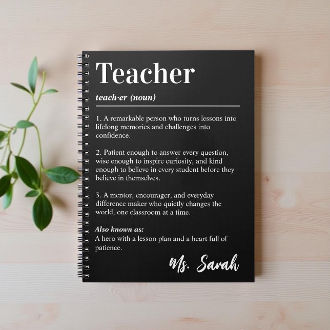 Personalised Teacher Dictionary Definition Black Notebook (Creator Uploaded)