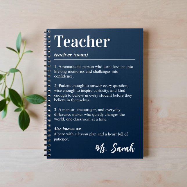 Personalised Teacher Dictionary Definition Navy Notebook (Creator Uploaded)