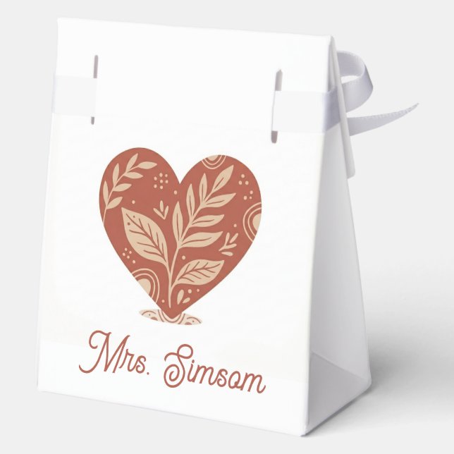 Personalised Teacher Favour Boxes – Red Heart (Back)