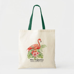Personalised Teacher Flamingo School Tote Bag