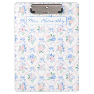 Personalised Teacher Floral Ribbon Bows  Clipboard