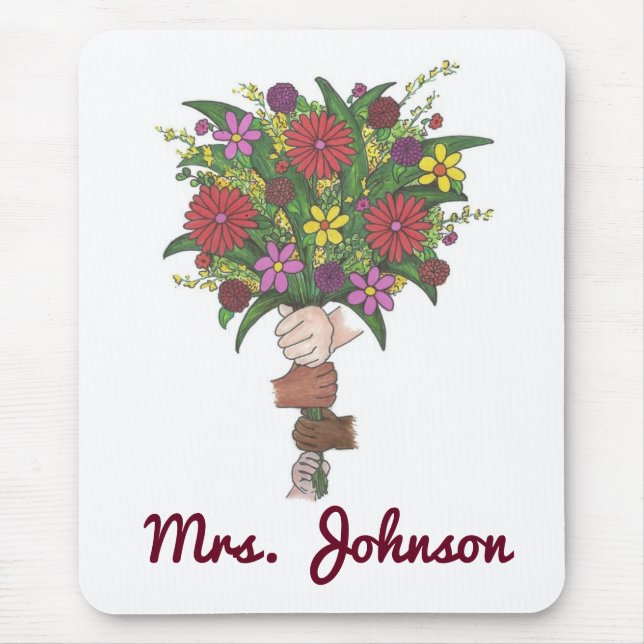 Personalised Teacher Flower Bouquet Mousepad (Front)