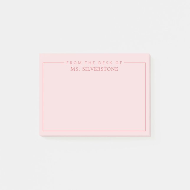 Personalised Teacher From The Desk Of Pink Post-it Notes (Front)