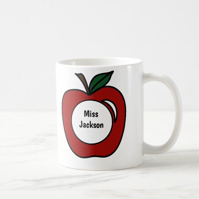Personalised Teacher Gift-Apple Monogram Coffee Mug (Right)