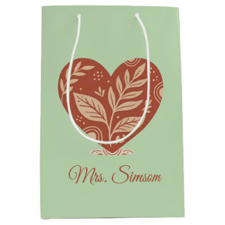 Personalised Teacher Gift Bags Red Heart