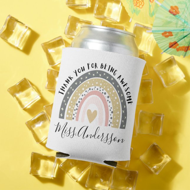 Personalised Teacher Gift, Custom Teacher Can Cooler (In Situ Summer)