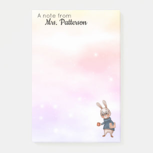 Personalised Teacher Gift Post It Notes Rabbit