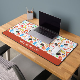 Personalised Teacher Gift Watercolor Pattern  Desk Mat