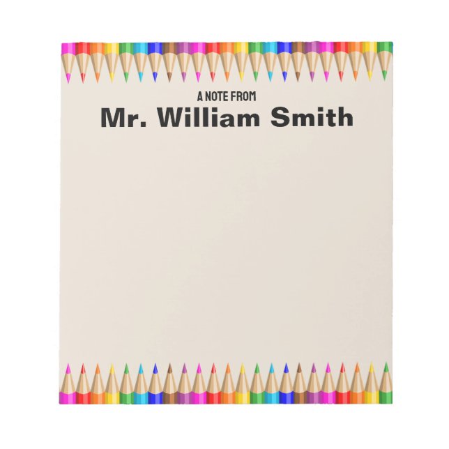 Personalised Teacher Grad Job Gift Back to School Notepad (Front)