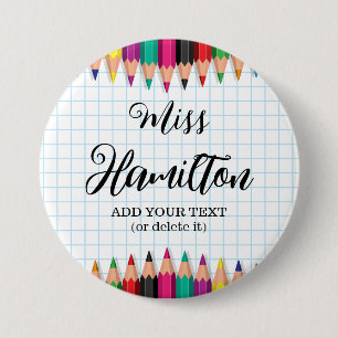 Personalised Teacher Graduation Colourful Pencils 7.5 Cm Round Badge