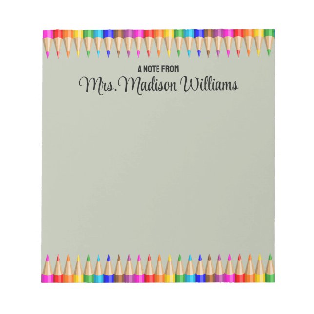 Personalised Teacher Graduation Gift Back 2 School Notepad (Front)