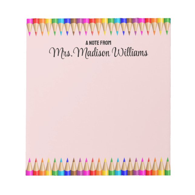 Personalised Teacher Graduation Gift Back 2 School Notepad (Front)