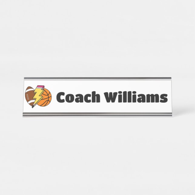 Personalised Teacher Graduation Gift New PE Coach Desk Name Plate (Front)