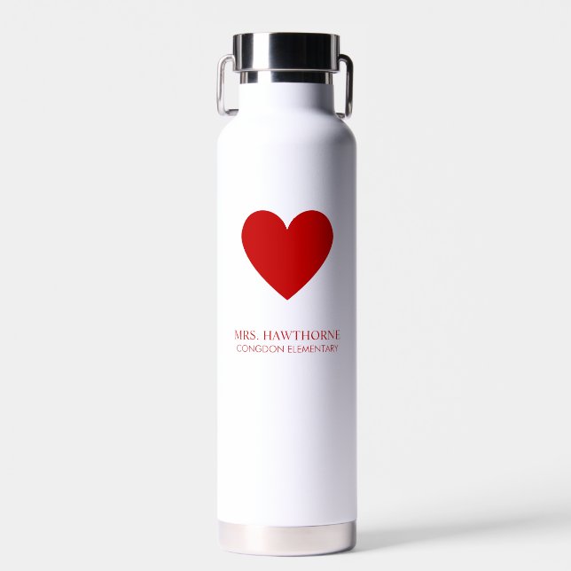 Personalised Teacher Heart Water Bottle (Front)