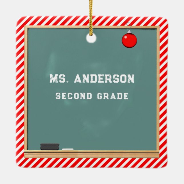 Personalised Teacher Holiday Gift Ceramic Ornament (Back)