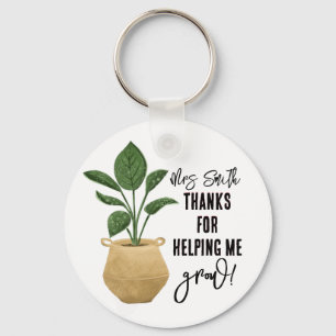 Personalised Teacher Keyring, Helping Me Grow Gift Key Ring