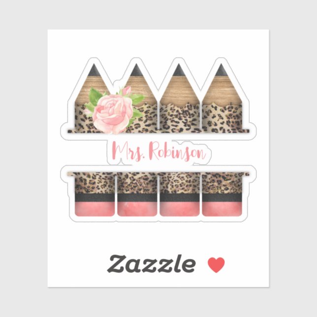 Personalised Teacher Leopard Print Pencil  (Sheet)