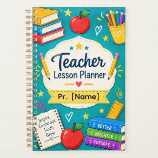 Personalised Teacher Lesson Planner | Bright Teal 