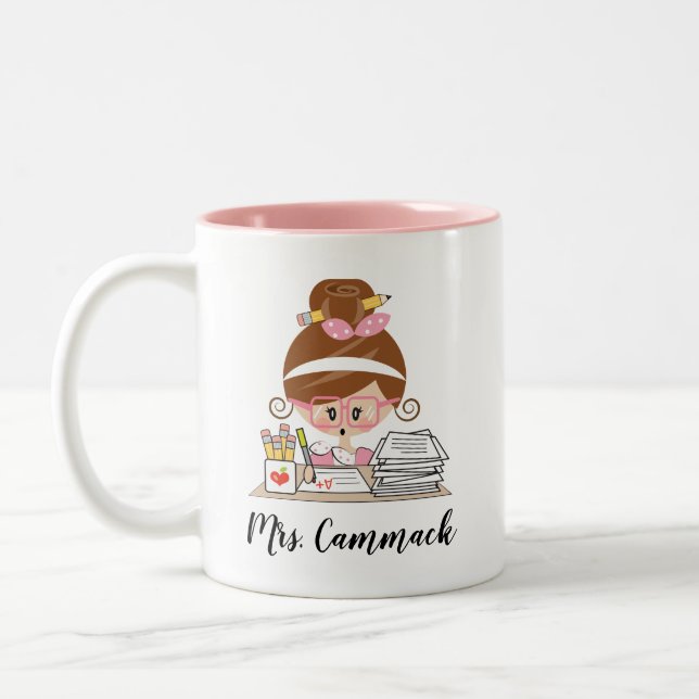 Personalised Teacher Mug Brunette (Left)