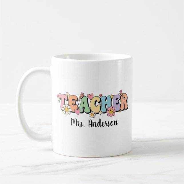 Personalised Teacher Mug, Custom Teacher Appreciat Coffee Mug (Left)