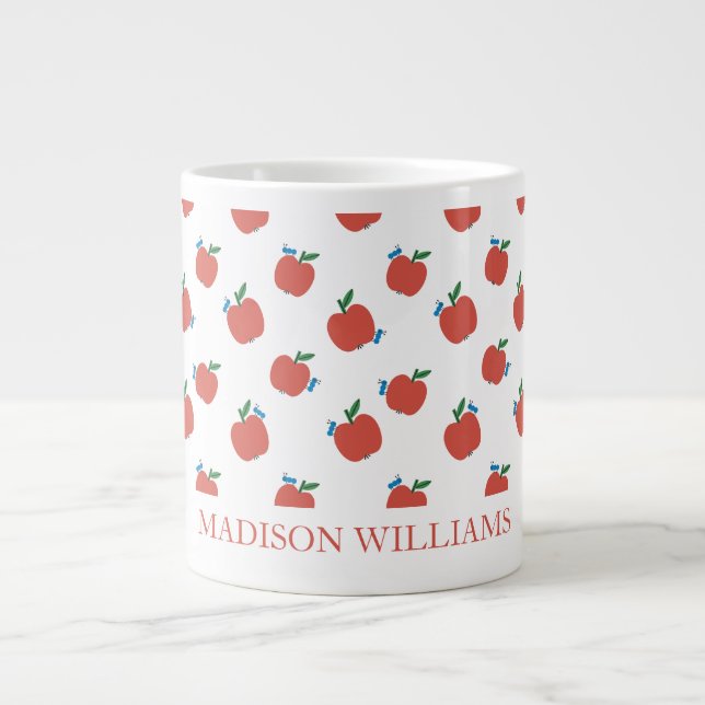 Personalised Teacher Mug | Red Apple Pattern (Front)