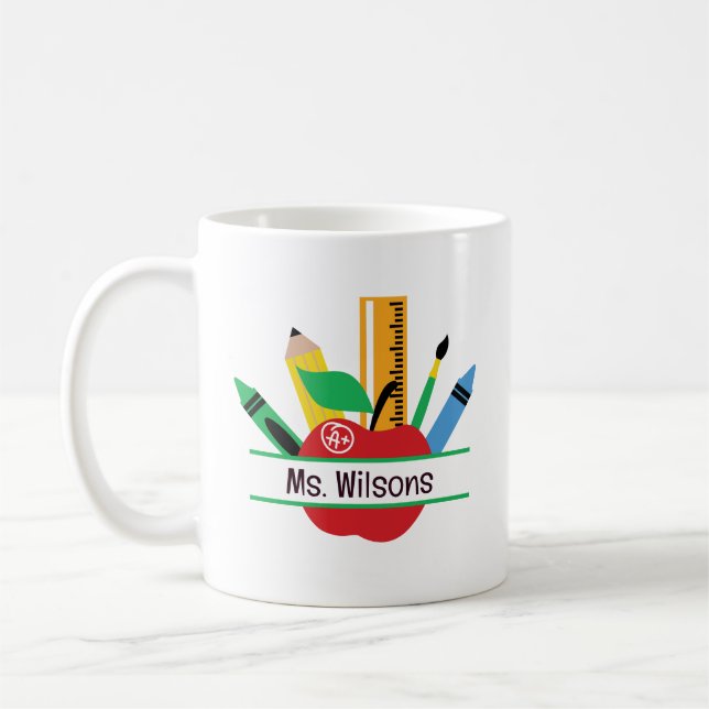 Personalised Teacher Name Apple Classroom Coffee Mug (Left)
