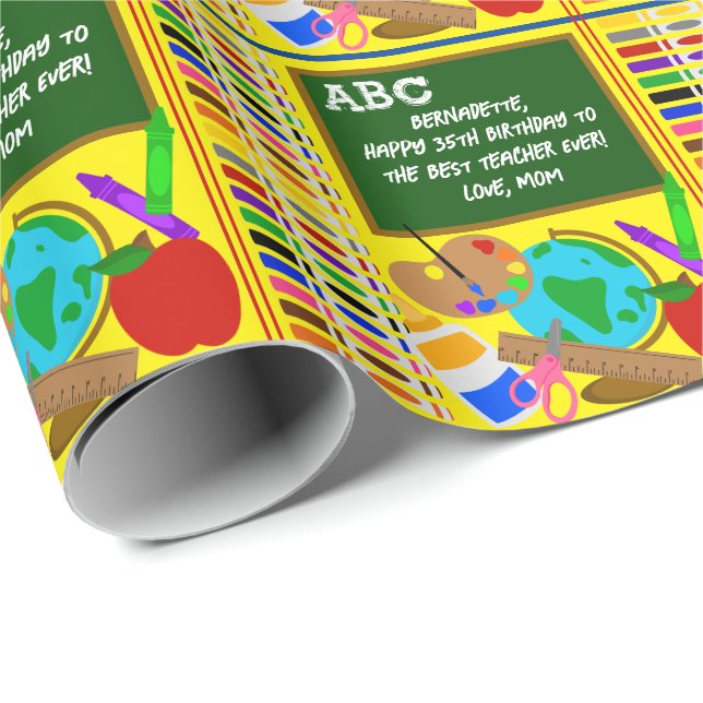 Personalised Teacher Name Birthday Graduation Text Wrapping Paper (Roll Corner)