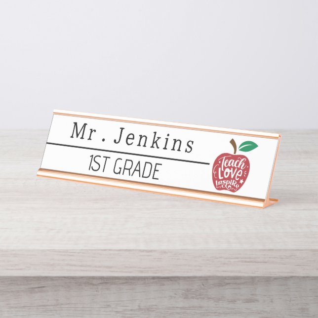Personalised Teacher Name Classroom Back To School Desk Name Plate (Front)
