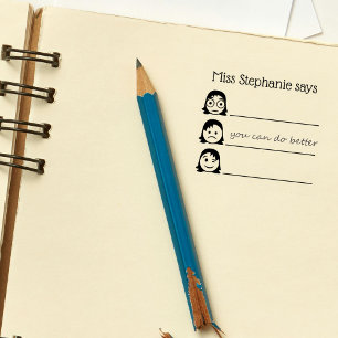 Personalised Teacher Name Emojis Avaliation Rubber Stamp