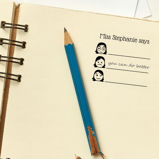 Personalised Teacher Name Emojis Avaliation Rubber Stamp (Creator Uploaded)