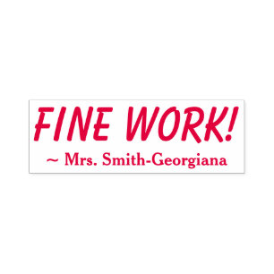 Personalised Teacher Name + "FINE WORK!" Self-inking Stamp