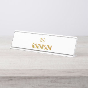 Personalised Teacher Name Gold Script Minimalist  Desk Name Plate
