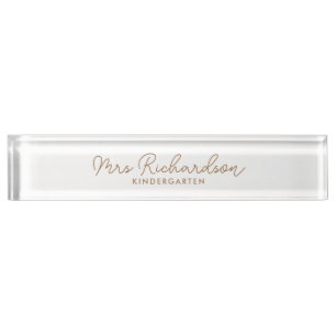 Personalised Teacher Name Grade Minimalist Modern Nameplate