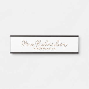 Personalised Teacher Name Grade Simple Modern Door Sign