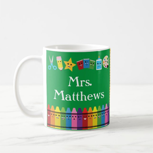 Personalised Teacher Name Kawaii Coffee Mug (Left)