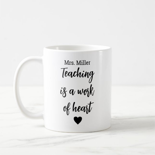 Personalised Teacher Name Mug, Custom Teacher Appr Coffee Mug (Left)