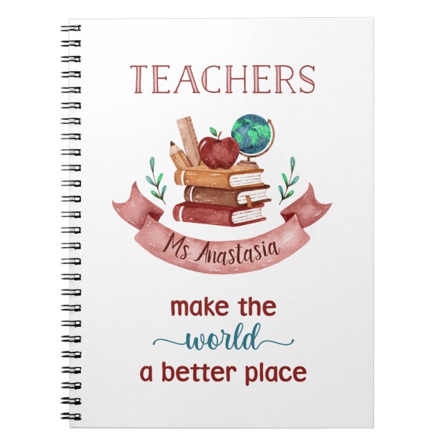 Personalised Teacher Notebooks - A Better Place (Front)