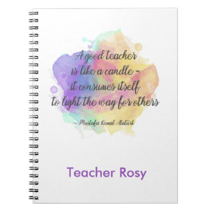 Personalised Teacher Notebooks (Candle Quote)