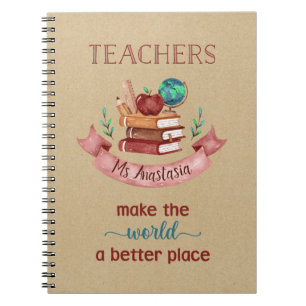 Personalised Teacher Notebooks - Rustic Kraft