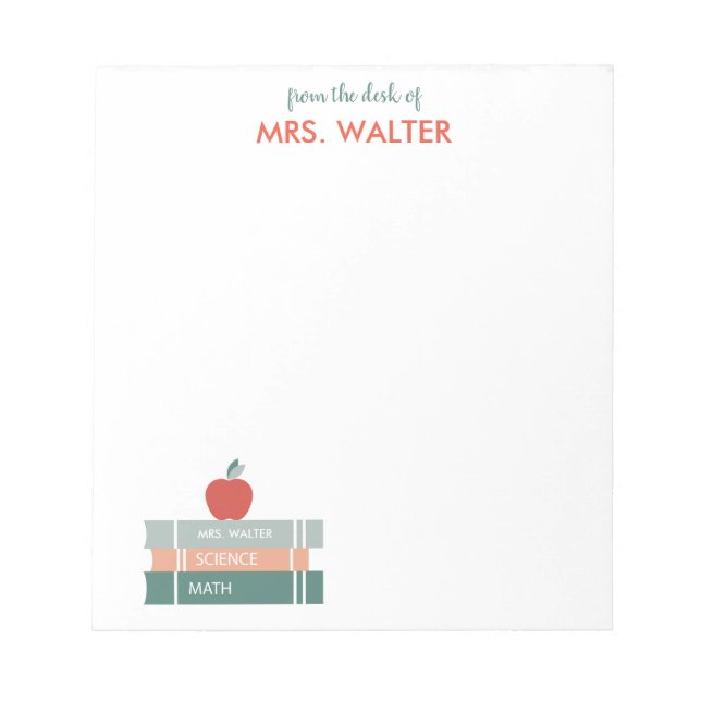 Personalised Teacher Notepad Books and Apple (Front)