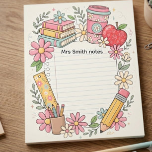 Personalised Teacher Notepad Cute Floral