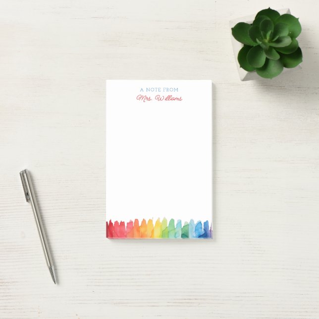 Personalised Teacher Notepad Rainbow Watercolor (Office)