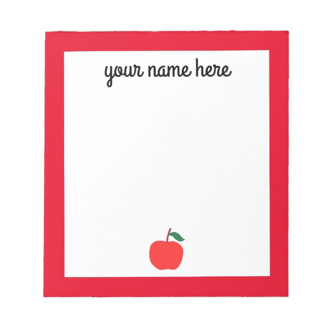 Personalised Teacher Notepad with an Apple (Front)