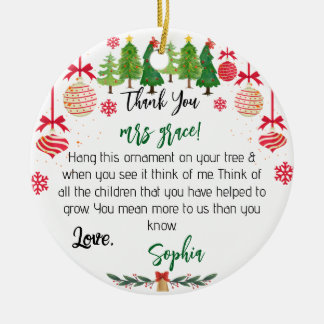 Personalised Teacher Ornament, Custom Christmas Ce Ceramic Ornament