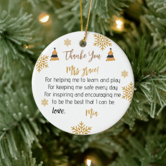 Personalised Teacher Ornaments, Custom Christmas Ceramic Ornament